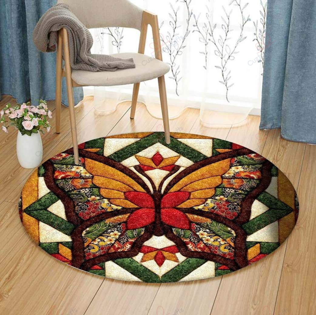 Butterfly And Flower Round Carpet Floor Rug Living Room Bedroom Decor Round Area Rug Carpet Butterfly And Flower Round Carpet Floor Rug Living Room Bedroom Decor Round Area Rug Carpet