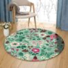 Butterfly And Flower Pattern Round Carpet Floor Rug Living Room Bedroom Decor Round Area Rug Carpet