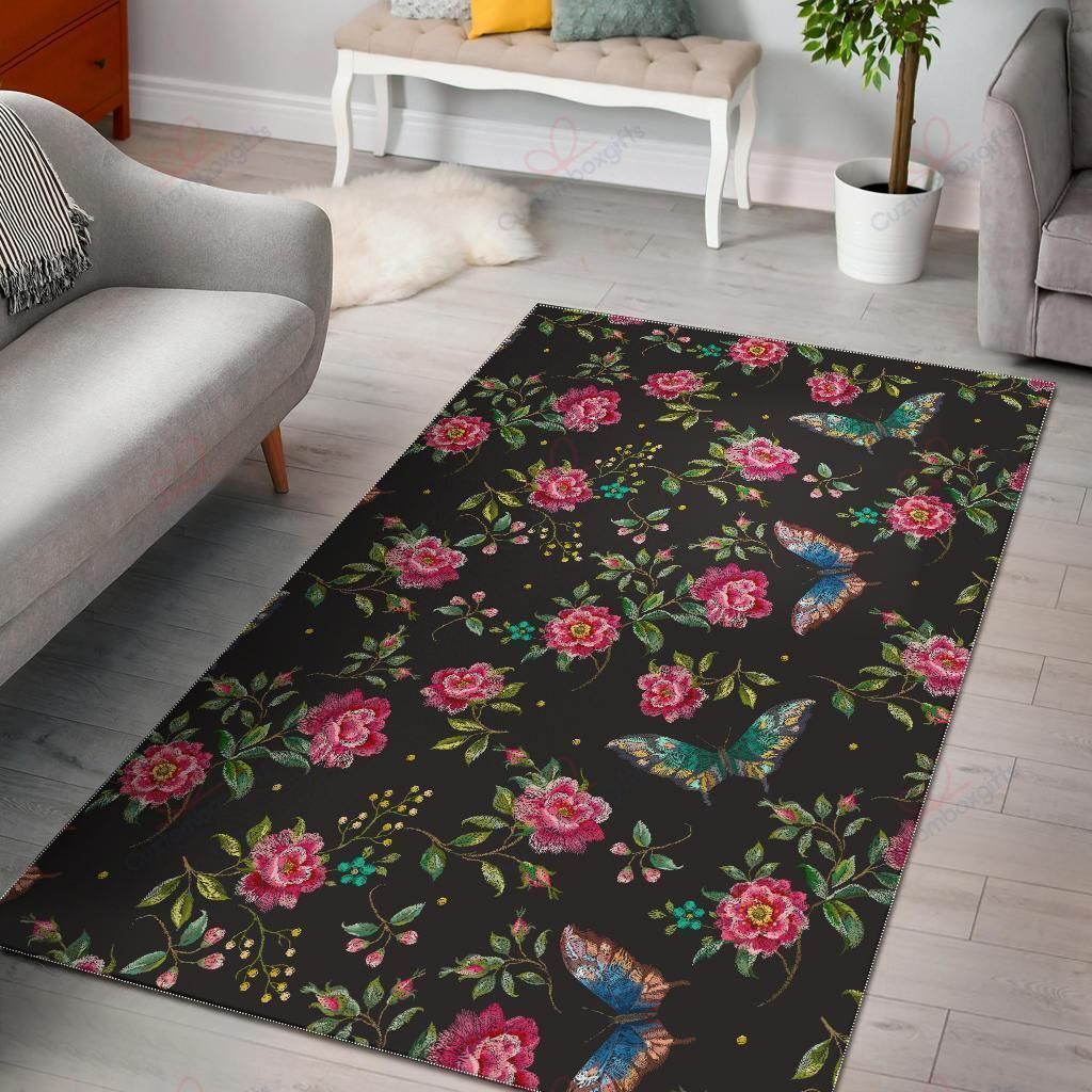 Butterfly And Flower Pattern Rug Sport Decor Gift Floor Decor Living Room Carpet Rug Area Rug - 961d1a5399b1 Butterfly And Flower Pattern Rug Sport Decor Gift Floor Decor Living Room Carpet Rug Area Rug - 961d1a5399b1