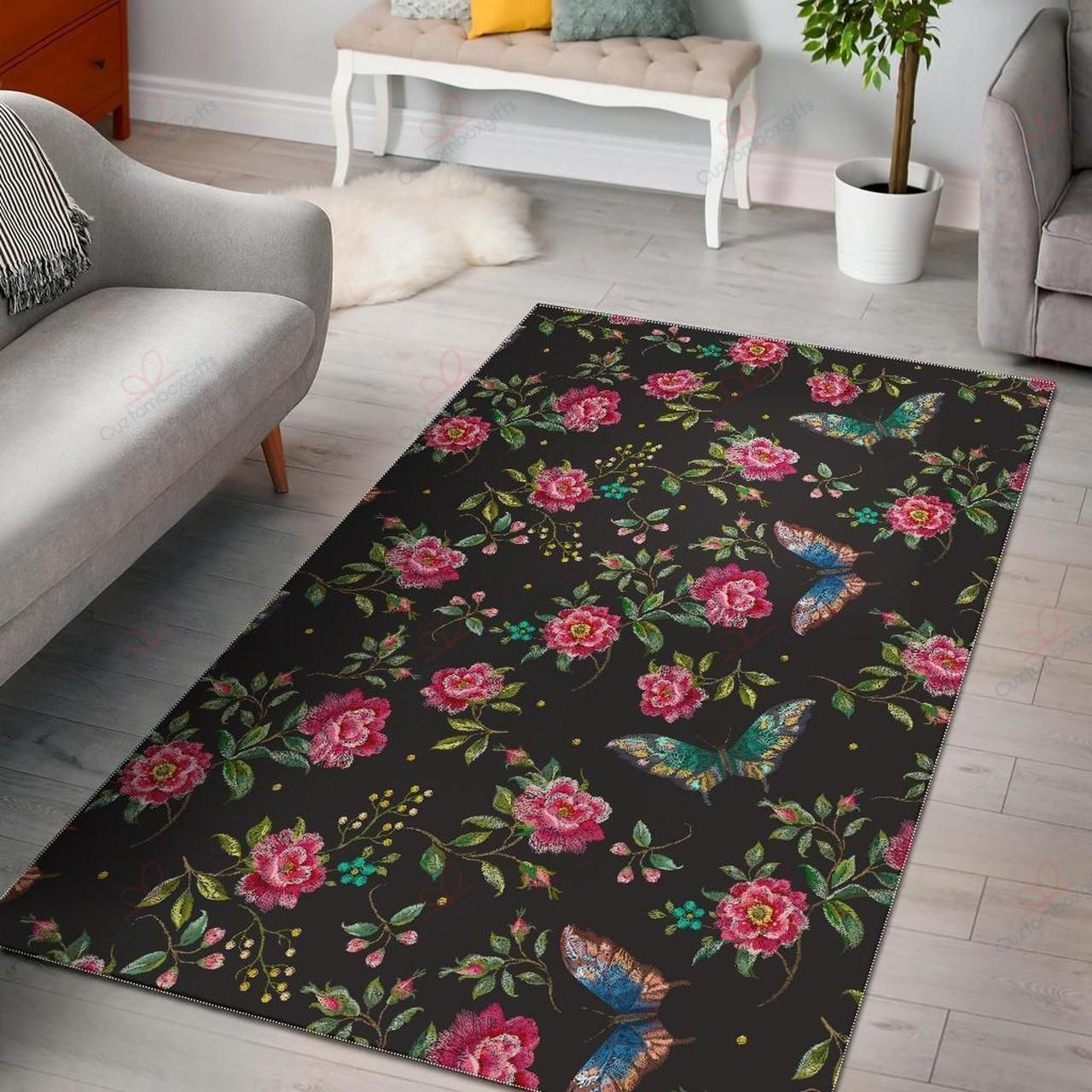 Butterfly And Flower Pattern Rug Sport Decor Gift Floor Decor Living Room Carpet Rug Area Rug - 6beaebe87adb Butterfly And Flower Pattern Rug Sport Decor Gift Floor Decor Living Room Carpet Rug Area Rug - 6beaebe87adb