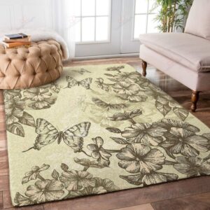 Butterfly And Flower Vintage Rug Sport Decor Gift Floor Decor Living Room Carpet Rug Area Rug - aefeea666730