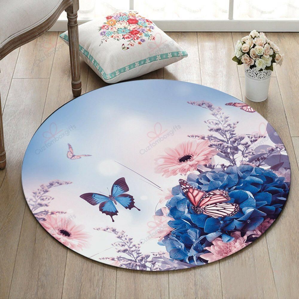 Butterfly And Flowers 1 Round Carpet Floor Rug Living Room Bedroom Decor Round Area Rug Carpet Butterfly And Flowers 1 Round Carpet Floor Rug Living Room Bedroom Decor Round Area Rug Carpet