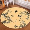 Butterfly And Flowers Pattern Round Carpet Floor Rug Living Room Bedroom Decor Round Area Rug Carpet