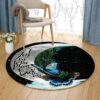 Butterfly And Moon Round Carpet Floor Rug Living Room Bedroom Decor Round Area Rug Carpet