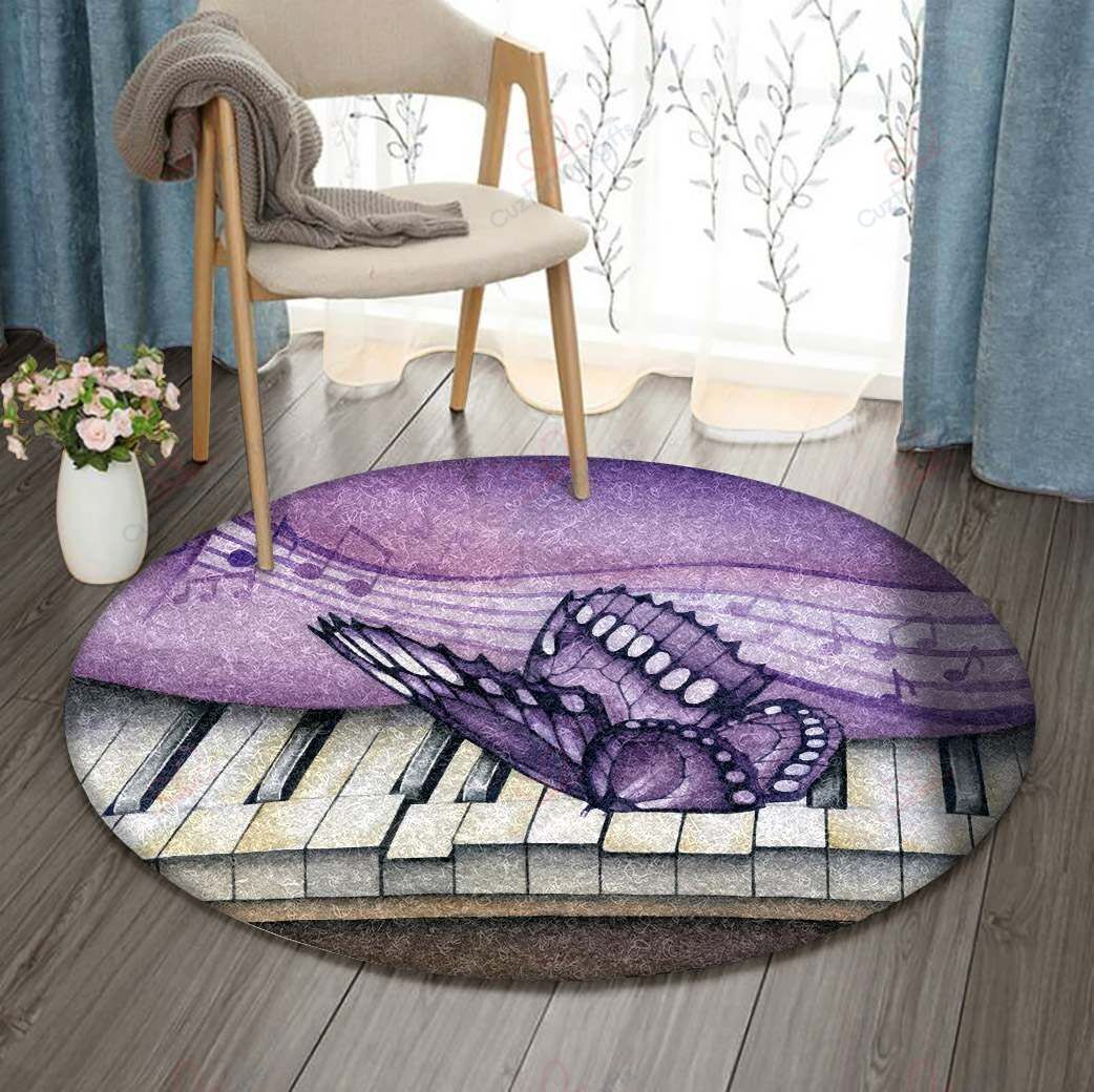 Butterfly And Piano Round Carpet Floor Rug Living Room Bedroom Decor Round Area Rug Carpet Butterfly And Piano Round Carpet Floor Rug Living Room Bedroom Decor Round Area Rug Carpet