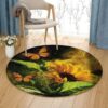 Butterfly And Sunflower Round Carpet Floor Rug Living Room Bedroom Decor Round Area Rug Carpet
