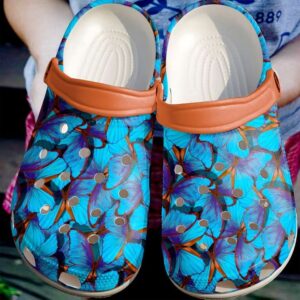Butterfly Blue Pattern Sku 354 Crocs Crocband Clog Comfortable For Mens Womens Classic Clog Water Shoes