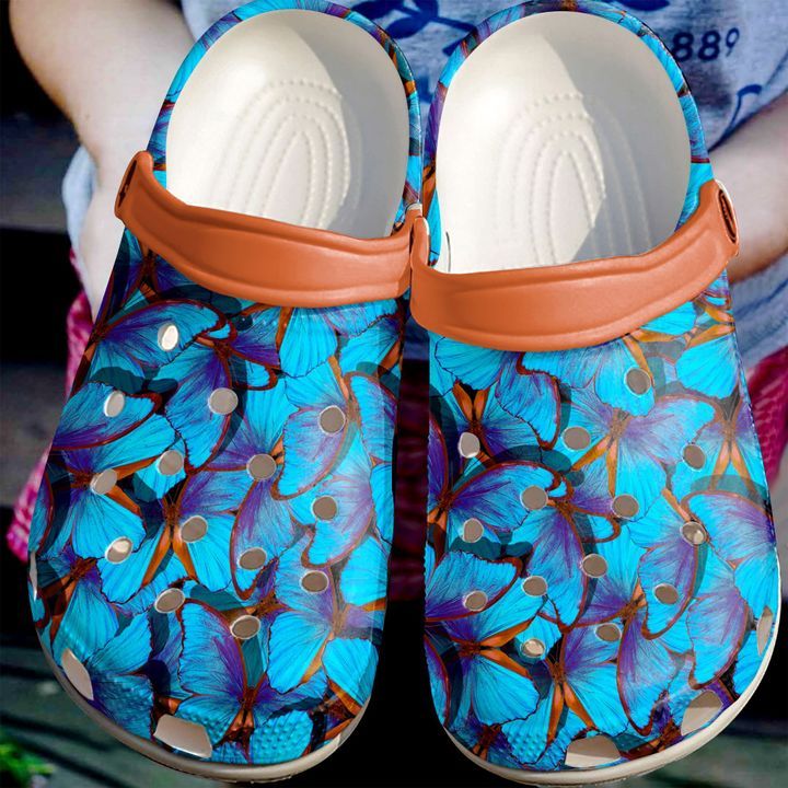 Butterfly Blue Pattern Sku 354 Crocs Crocband Clog Comfortable For Mens Womens Classic Clog Water Shoes Butterfly Blue Pattern Sku 354 Crocs Crocband Clog Comfortable For Mens Womens Classic Clog Water Shoes