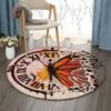Butterfly Clock Round Carpet Floor Rug Living Room Bedroom Decor Round Area Rug Carpet