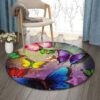 Butterfly Color Round Carpet Floor Rug Living Room Bedroom Decor Round Area Rug Carpet