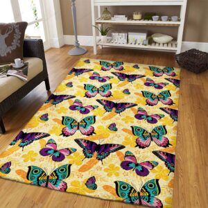 Butterfly Colorful Rug Sport Decor Gift Floor Decor Living Room Carpet Rug Area Rug - b62d7ec95dde