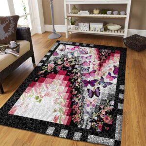 Butterfly Colorful Rug Sport Decor Gift Floor Decor Living Room Carpet Rug Area Rug - 55b2cbe16bfa