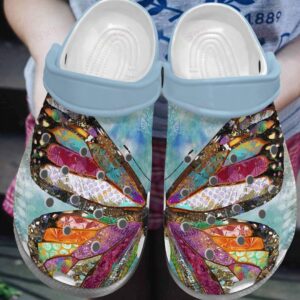 Butterfly Crocs Clog Classic Clog Whitesole Butterfly In The Sky Shoes