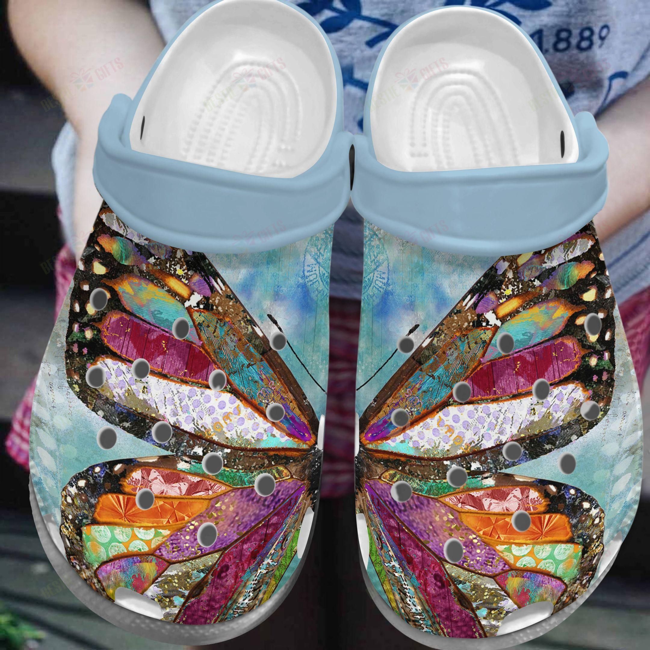 Butterfly Crocs Clog Classic Clog Whitesole Butterfly In The Sky Shoes Butterfly Crocs Clog Classic Clog Whitesole Butterfly In The Sky Shoes