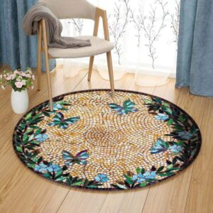 Butterfly Dot Painting Round Carpet Floor Rug Living Room Bedroom Decor Round Area Rug Carpet
