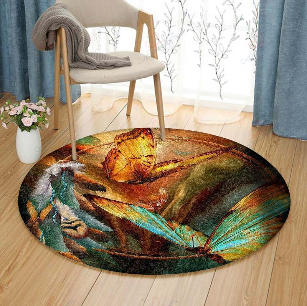 Butterfly Dream Catcher Round Carpet Floor Rug Living Room Bedroom Decor Round Area Rug Carpet Butterfly Dream Catcher Round Carpet Floor Rug Living Room Bedroom Decor Round Area Rug Carpet