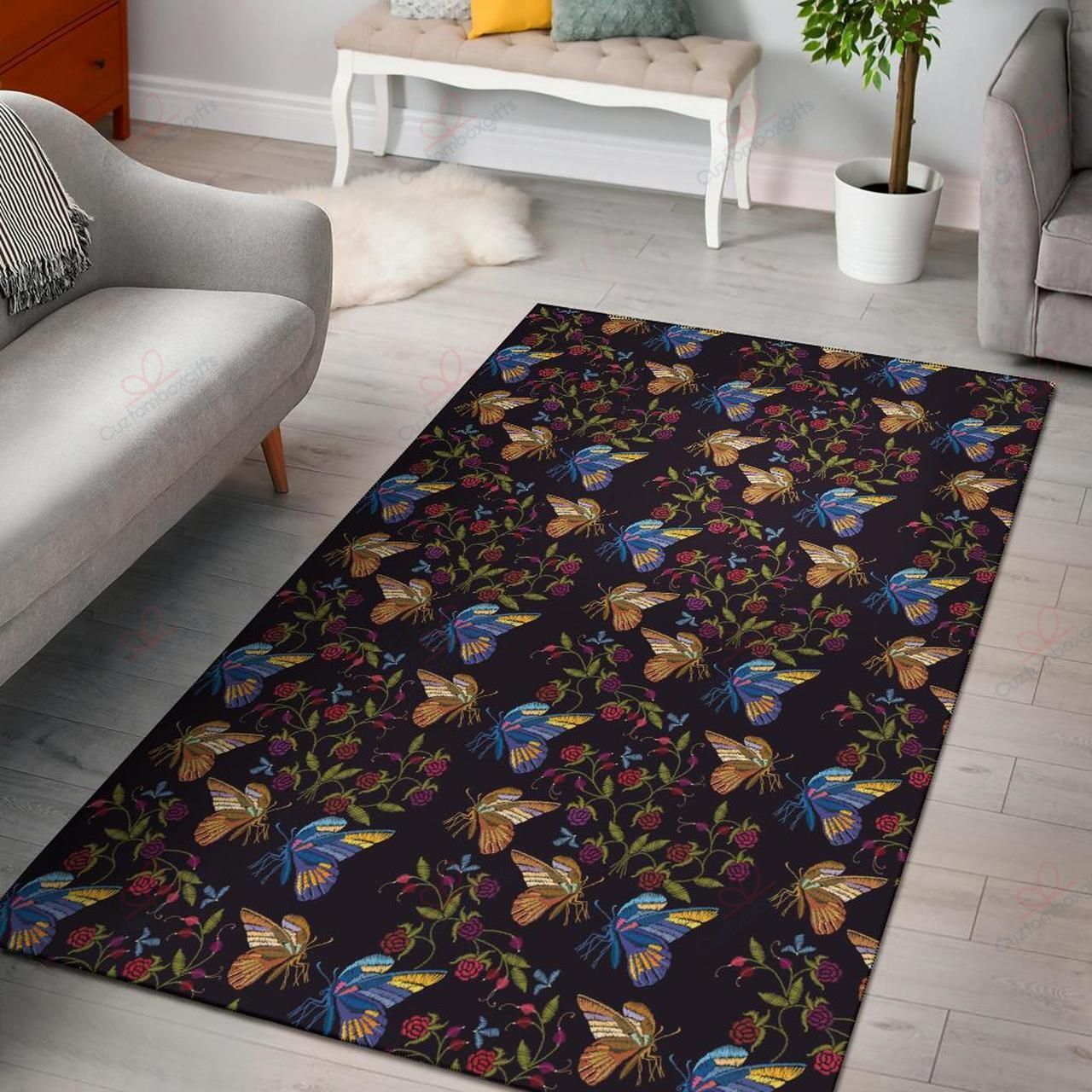 Butterfly Embroidery Rug Sport Decor Gift Floor Decor Living Room Carpet Rug Area Rug - ec0ae2a1b5af Butterfly Embroidery Rug Sport Decor Gift Floor Decor Living Room Carpet Rug Area Rug - ec0ae2a1b5af