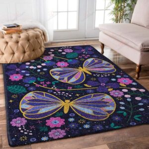 Butterfly Flower 2 Rug Sport Decor Gift Floor Decor Living Room Carpet Rug Area Rug - a97b6c10aeff