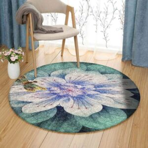 Butterfly Flower 2 Round Carpet Floor Rug Living Room Bedroom Decor Round Area Rug Carpet