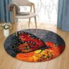 Butterfly Flower 4 Round Carpet Floor Rug Living Room Bedroom Decor Round Area Rug Carpet