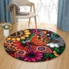 Butterfly Flower 5 Round Carpet Floor Rug Living Room Bedroom Decor Round Area Rug Carpet