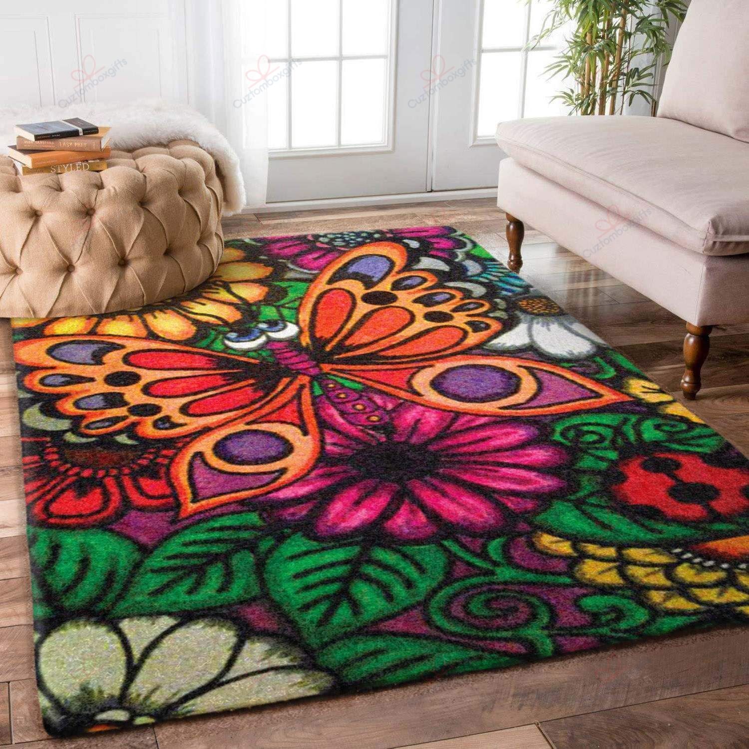 Butterfly Flower Rug Sport Decor Gift Floor Decor Living Room Carpet Rug Area Rug - 8c6c4e78ff23 Butterfly Flower Rug Sport Decor Gift Floor Decor Living Room Carpet Rug Area Rug - 8c6c4e78ff23
