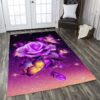 Butterfly Flower Purple Rug Sport Decor Gift Floor Decor Living Room Carpet Rug Area Rug - 6416a4a227e1