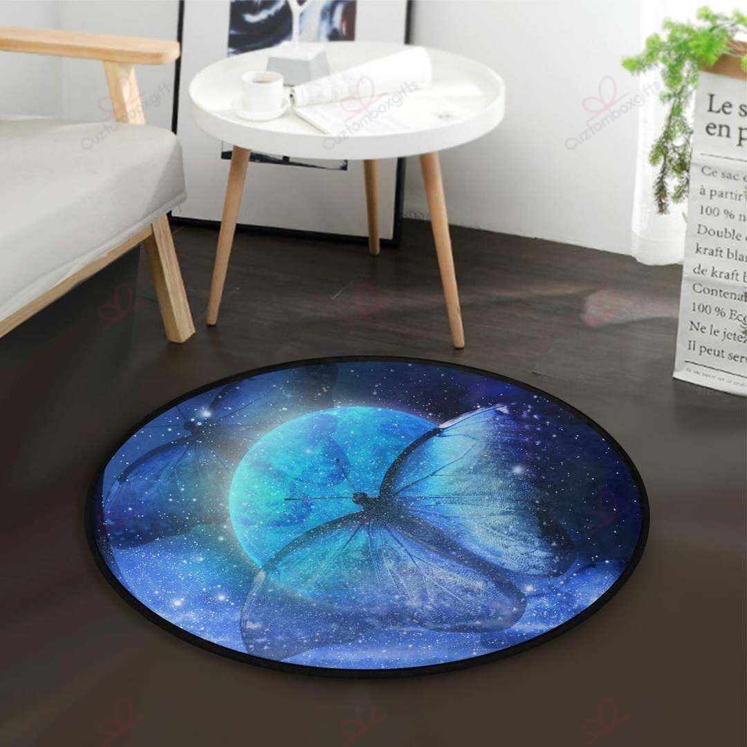 Butterfly Galaxy Round Carpet Floor Rug Living Room Bedroom Decor Round Area Rug Carpet Butterfly Galaxy Round Carpet Floor Rug Living Room Bedroom Decor Round Area Rug Carpet