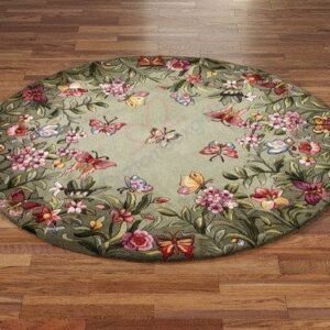 Butterfly Garden Round Carpet Floor Rug Living Room Bedroom Decor Round Area Rug Carpet