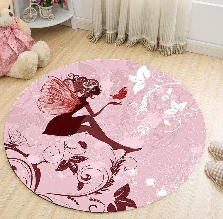 Butterfly Girl Pattern Round Carpet Floor Rug Living Room Bedroom Decor Round Area Rug Carpet Butterfly Girl Pattern Round Carpet Floor Rug Living Room Bedroom Decor Round Area Rug Carpet