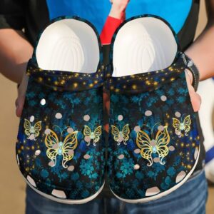 Butterfly Golden Sku 380 Crocs Crocband Clog Comfortable For Mens Womens Classic Clog Water Shoes