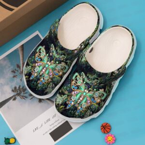 Butterfly Green Twinkle Butterflies Sku 381 Crocs Crocband Clog Comfortable For Mens Womens Classic Clog Water Shoes