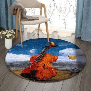 Butterfly Guitar Color Round Carpet Floor Rug Living Room Bedroom Decor Round Area Rug Carpet