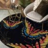 Butterfly In Night Round Carpet Floor Rug Living Room Bedroom Decor Round Area Rug Carpet