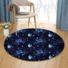 Butterfly In Night Round Carpet Floor Rug Living Room Bedroom Decor Round Area Rug Carpet
