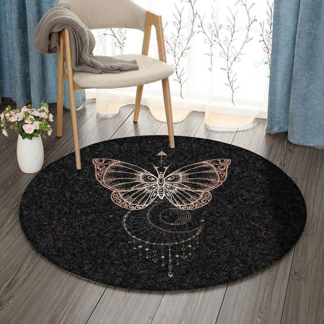 Butterfly Moon Round Carpet Floor Rug Living Room Bedroom Decor Round Area Rug Carpet Butterfly Moon Round Carpet Floor Rug Living Room Bedroom Decor Round Area Rug Carpet