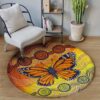 Butterfly Orange Painting Round Carpet Floor Rug Living Room Bedroom Decor Round Area Rug Carpet