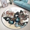 Butterfly Orchids Round Carpet Floor Rug Living Room Bedroom Decor Round Area Rug Carpet