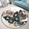 Butterfly Orchids Round Carpet Floor Rug Living Room Bedroom Decor Round Area Rug Carpet