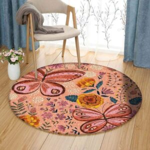 Butterfly Painting 8 Round Carpet Floor Rug Living Room Bedroom Decor Round Area Rug Carpet