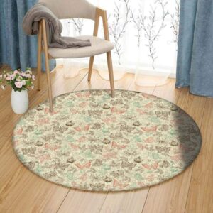 Butterfly Pattern 3 Round Carpet Floor Rug Living Room Bedroom Decor Round Area Rug Carpet