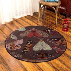Butterfly Pattern Round Carpet Floor Rug Living Room Bedroom Decor Round Area Rug Carpet