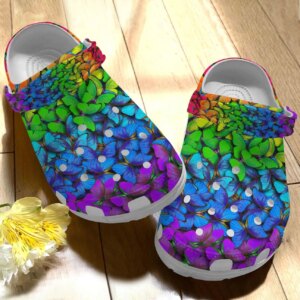 Butterfly Personalize Clog Custom Crocs Fashionstyle Comfortable For Women Men Kid Print 3D Rainbow Butterflies