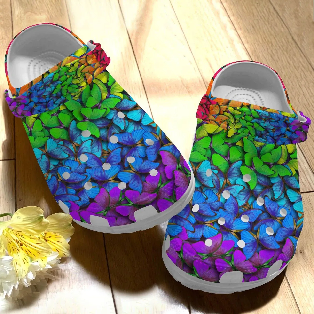 Butterfly Personalize Clog Custom Crocs Fashionstyle Comfortable For Women Men Kid Print 3D Rainbow Butterflies Butterfly Personalize Clog Custom Crocs Fashionstyle Comfortable For Women Men Kid Print 3D Rainbow Butterflies