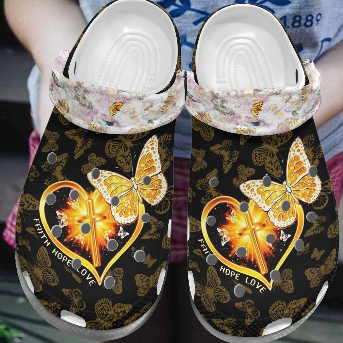 Butterfly Personalize Clog Custom Crocs Fashionstyle Comfortable For Women Men Kid Print 3D Whitesole Faith Hope Love Butterfly Personalize Clog Custom Crocs Fashionstyle Comfortable For Women Men Kid Print 3D Whitesole Faith Hope Love