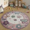 Butterfly Pink Round Carpet Floor Rug Living Room Bedroom Decor Round Area Rug Carpet