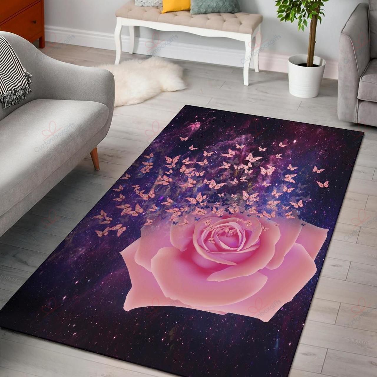 Butterfly Rose Rug Sport Decor Gift Floor Decor Living Room Carpet Rug Area Rug - ca7472b491e8 Butterfly Rose Rug Sport Decor Gift Floor Decor Living Room Carpet Rug Area Rug - ca7472b491e8