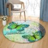 Butterfly Sending You Sunshine Round Carpet Floor Rug Living Room Bedroom Decor Round Area Rug Carpet