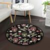 Butterfly Skull Floral Round Carpet Floor Rug Living Room Bedroom Decor Round Area Rug Carpet