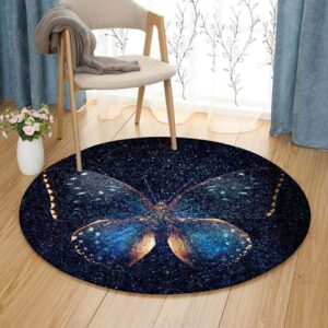 Butterfly Star Round Carpet Floor Rug Living Room Bedroom Decor Round Area Rug Carpet